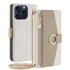Zipper Magnetic Girl  Leather Card Stand Flip Wallet Shoulder Bag Phone Case