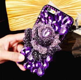 Women Bling Glitter Rhinestone Diamond Shockproof TPU Back Wristlet Phone Case