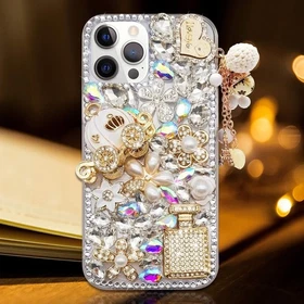 For iPhone/Moto Women Bling Diamond Rhinestone Silicone Hard Back Phone Case