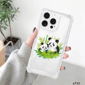 Crystal Clear Panda Phone Cover For Samsung A25 A26 A35 A55 iPhone 15 16 14 Case