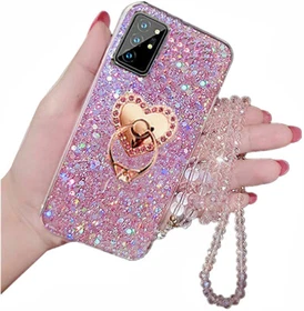 For Galaxy Z Fold 2 3 4 5 6 Bling Women Girl Glitter Sparkle Rubber Back Case
