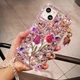 Flower Women/Girl Rhinestone Bling Glitter Diamond Rubber Clear Back Phone Case
