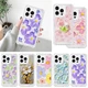 Flower Design Crystal Clear Cover For Samsung A34 A35 iPhone 16 15 14 Phone Case