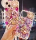 For Samsung Z Flip 3 4 Rhinestone Bling Glitter Flower Silicone Clear Back Case