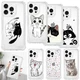For iPhone 15 Pro 13 14 16 Samsung A56 A35 A36 A55 Cat Phone Cover Slim Fit Case