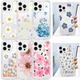 For iPhone 15 Pro Max 16 Plus 13 14 Cover Crystal Clear Sweet Floral Phone Case